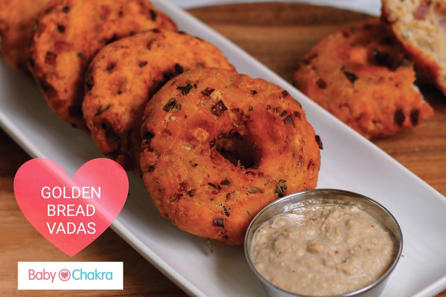 Golden Bread Vadas : Just what you need for tiffin or tea-time