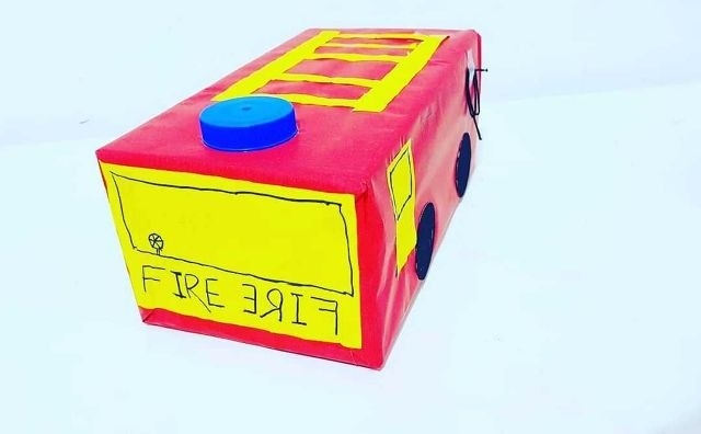 Fun Toddler Craft Activity: Cardboard Box Fire Engine