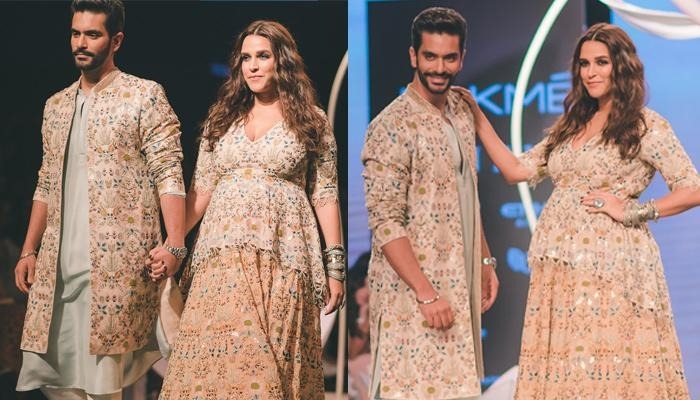 Neha Dhupia Flaunts Baby Bump For The First Time