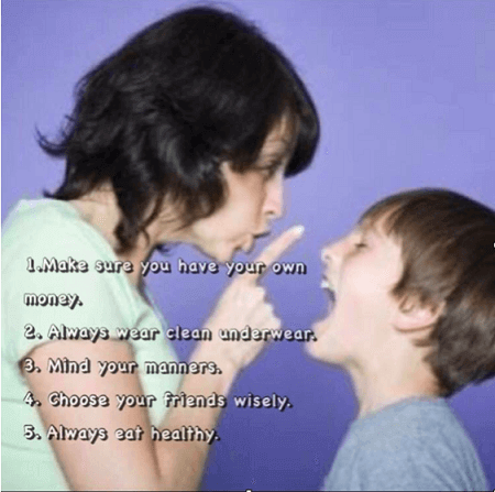 Mom giving advice to her kid